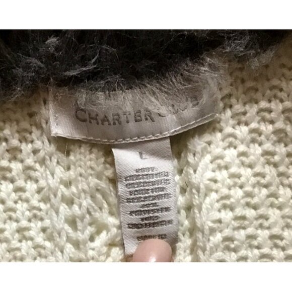 CHARTER CLUB -WOMENS KNIT FRONT ZIP/BUTTON CLOSURE FAUX FUR NECK VEST SIZE LARGE - Picture 6 of 8